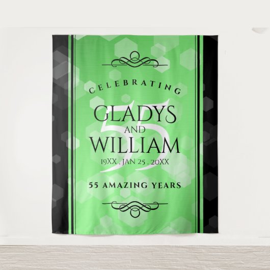 Elegant 55th Emerald Wedding Jubileum Wandkleed (Voorkant)