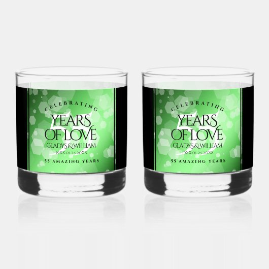 Elegant 55th Emerald Wedding Jubileum Whisky Glas (Voorkant)