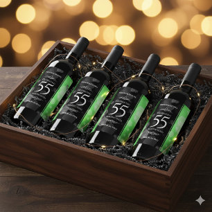 Elegant 55th Emerald Wedding Jubileum Wijn Etiket