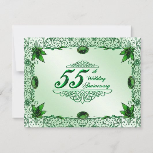 Elegant 55th Wedding Jubileum 4.25 x 5.5 nodigt ui Kaart (Voorkant)