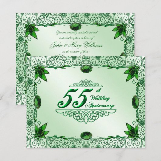 Elegant 55th Wedding Jubileum 4.25 x 5.5 nodigt ui Kaart (Voorkant / Achterkant)