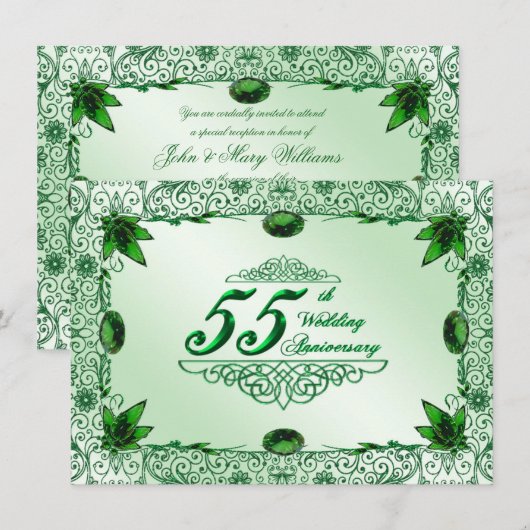 Elegant 55th Wedding Jubileum 4.5x6.25 Uitnodiging (Voorkant / Achterkant)