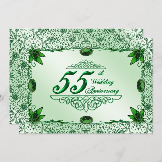 Elegant 55th Wedding Jubileum 5x7 Uitnodiging (Voorkant / Achterkant)