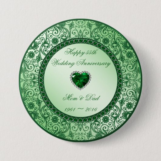 Elegant 55th Wedding Jubileum Button (Voorkant)
