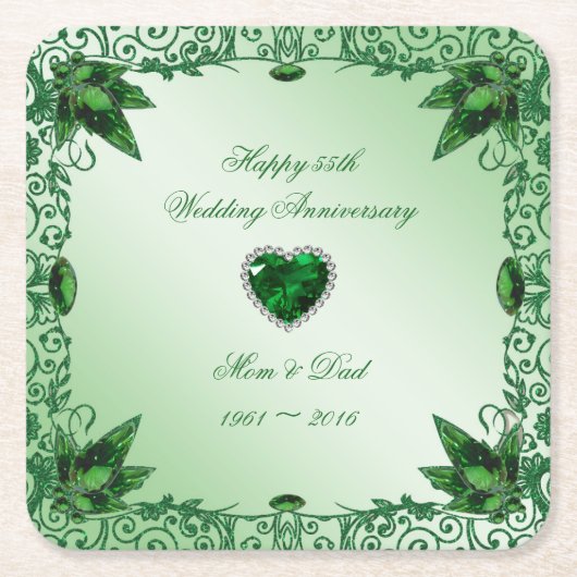 Elegant 55th Wedding Jubileum Onderzetter (Voorkant)