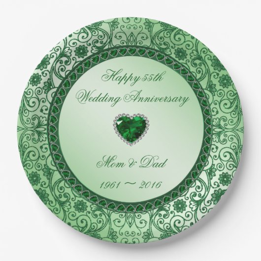 Elegant 55th Wedding Jubileum Paper Bord (Voorkant)