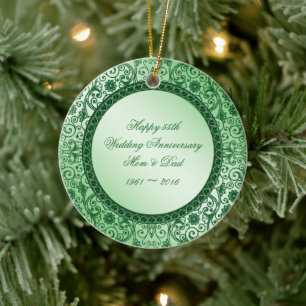 Elegant 55th Wedding Jubileum Round Ornament