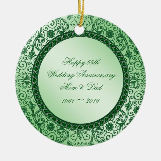 Elegant 55th Wedding Jubileum Round Ornament (Voorkant)