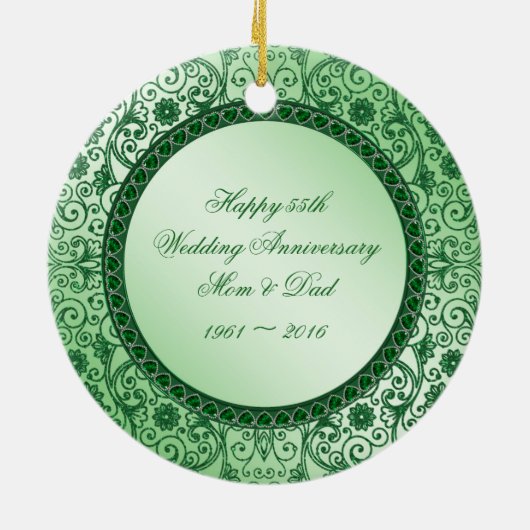 Elegant 55th Wedding Jubileum Round Ornament (Achterkant)