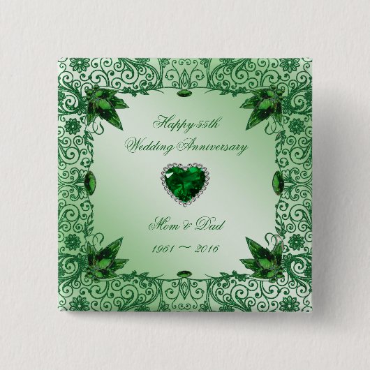 Elegant 55th Wedding Jubileum Square Button (Voorkant)