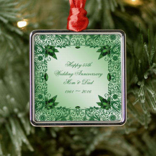Elegant 55th Wedding Jubileum Square Ornament (Boom)