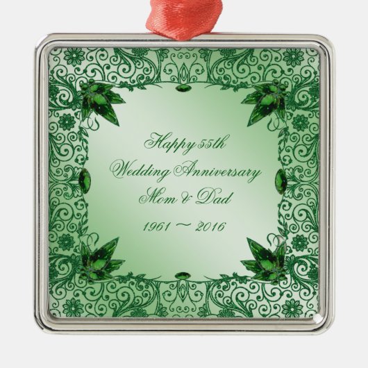 Elegant 55th Wedding Jubileum Square Ornament (Voorkant)