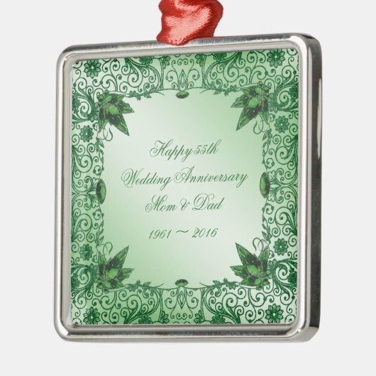 Elegant 55th Wedding Jubileum Square Ornament (Links)