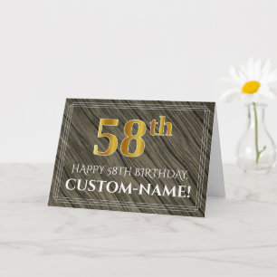 Elegant 58ste verjaardag: Faux Wood, Faux Gold Kij Kaart
