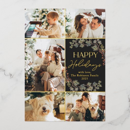 Elegant 5 foto collage familie vakantie Kaart (Voorkant)