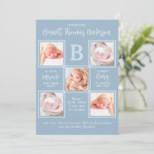 Elegant 5 Foto Collage Newborn Baby Boy Birth Aankondiging (Staand voorkant)