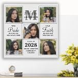 Elegant 5 Foto Collage Persoonlijk Afstuderen Imitatie Canvas Print<br><div class="desc">Viel je afstuderen met deze moderne en elegante foto collage afstuderen canvasafdruk. Pas met 5 van uw favoriete foto's van de senior of de universiteit aan, en personaliseer met monogram initiaal, naam, graduerend jaar, middelbare school of collegenaam. Inspirerend citaat: "Neem trots in hoe ver je bent gekomen, heb vertrouwen in...</div>