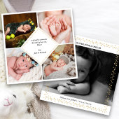Elegant 5 Foto Gold Dot & Dash Birth kondiging Aankondiging