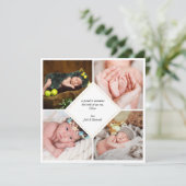 Elegant 5 Foto Gold Dot & Dash Birth kondiging Aankondiging (Staand voorkant)