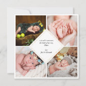 Elegant 5 Foto Gold Dot & Dash Birth kondiging Aankondiging (Voorkant)