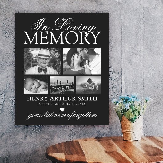 Elegant 5 Foto in Loving Memory Poster