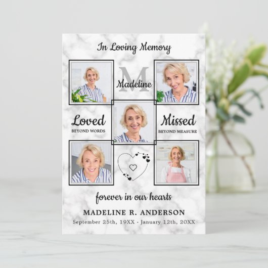 Elegant 5 Foto Orde van Service Memorial Funeral Programmakaart (Staand voorkant)