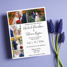 elegant 5 foto ' s collage moderne trouwuitnodigin