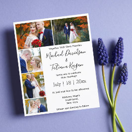 elegant 5 foto ' s collage moderne trouwuitnodigin