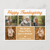 Elegant 5 foto's collage Thanksgiving minimaal Briefkaart (Voorkant)