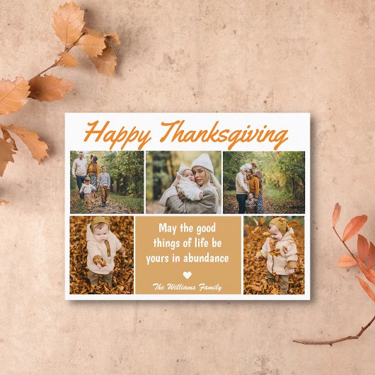 Elegant 5 foto's collage Thanksgiving minimaal Briefkaart