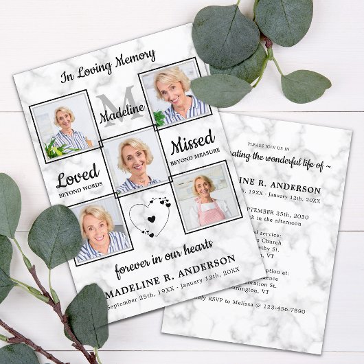 Elegant 5 Foto's herdenking van het leven Kaart