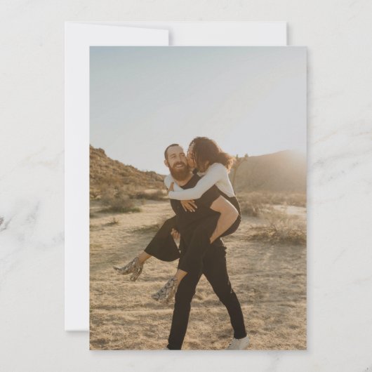 Elegant 5 Foto's modern script bruiloft hout Kaart (Achterkant)