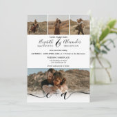 Elegant 5 Foto's modern script bruiloft zwart wit Kaart (Staand voorkant)