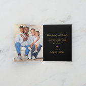 Elegant 5 Photo Collage Black Gold Christmas  Feestdagen Kaart (Binnen)