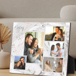 Elegant 5 Photo Collage Loving Life - Grijze marme Fotoplaat<br><div class="desc">Elegant fotoplaque dat u met 5 van uw favoriete foto's kunt personaliseren. De sjabloon is opstelling klaar voor u om uw foto's toe te voegen, die van links naar rechts werken. Uw foto's zijn geplaatst tegen een moderne waterverf marmer in grijs en wit, met een stijlvol geometrisch ontwerp in grijs...</div>