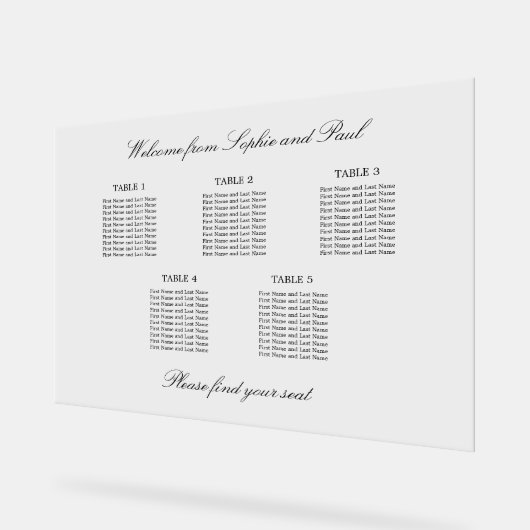 Elegant 5 Tafel Zitkaart Acryl Teken Acryl Bord (Hoek)