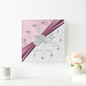 Elegant 5e Jubileum met roze bruiloft Vierkante Klok (Huis)