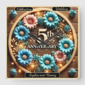 Elegant 5e Jubileum vieren Vierkante Klok (Voorkant)