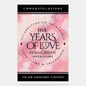 Elegant 5e Roos Quartz Wedding Jubileum Acryl Bord (Voorkant)