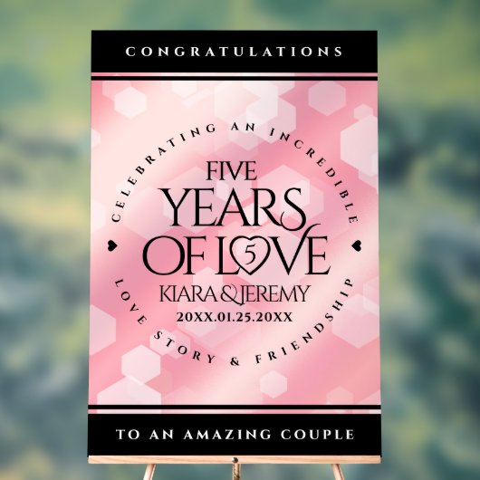 Elegant 5e Roos Quartz Wedding Jubileum Acryl Bord (Neutraal)