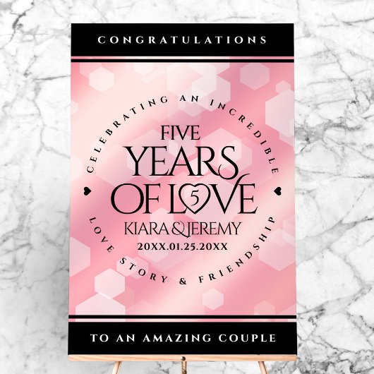 Elegant 5e Roos Quartz Wedding Jubileum Acryl Bord