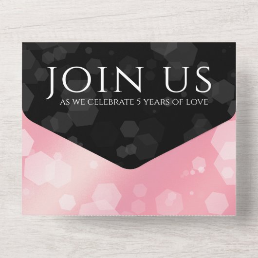 Elegant 5e Roos Quartz Wedding Jubileum All In One Uitnodiging (Achterkant)