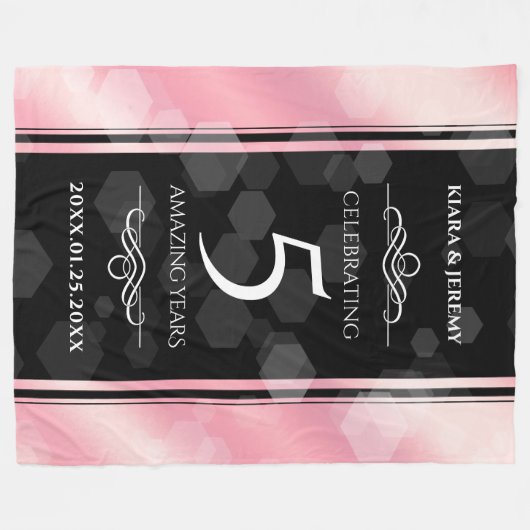 Elegant 5e Roos Quartz Wedding Jubileum Fleece Deken (Voorkant (Horizontaal))