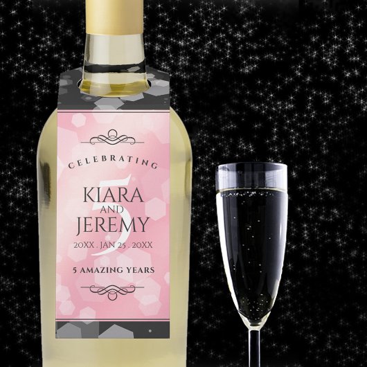 Elegant 5e Roos Quartz Wedding Jubileum Flessenhanger