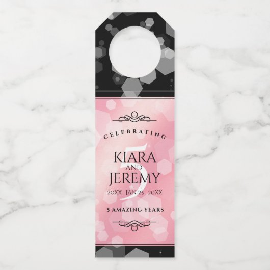 Elegant 5e Roos Quartz Wedding Jubileum Flessenhanger (Achterkant)