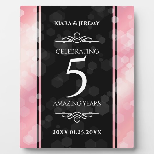 Elegant 5e Roos Quartz Wedding Jubileum Fotoplaat (Voorkant)