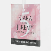 Elegant 5e Roos Quartz Wedding Jubileum Glas Ornament (Voorkant links)