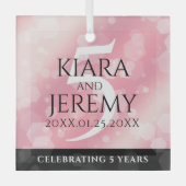 Elegant 5e Roos Quartz Wedding Jubileum Glas Ornament (Voorkant)