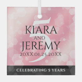 Elegant 5e Roos Quartz Wedding Jubileum Glas Ornament