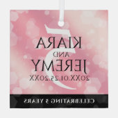 Elegant 5e Roos Quartz Wedding Jubileum Glas Ornament (Achterkant)